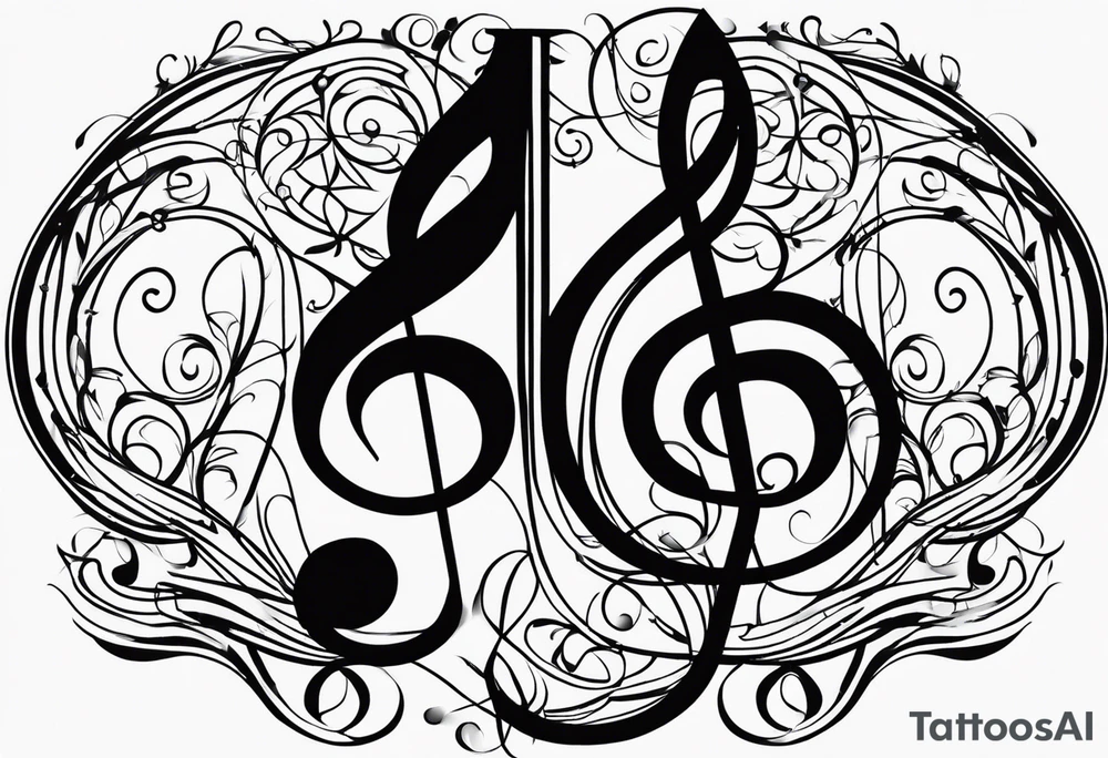 Note de musique, clef de sol, fin, simple tattoo idea