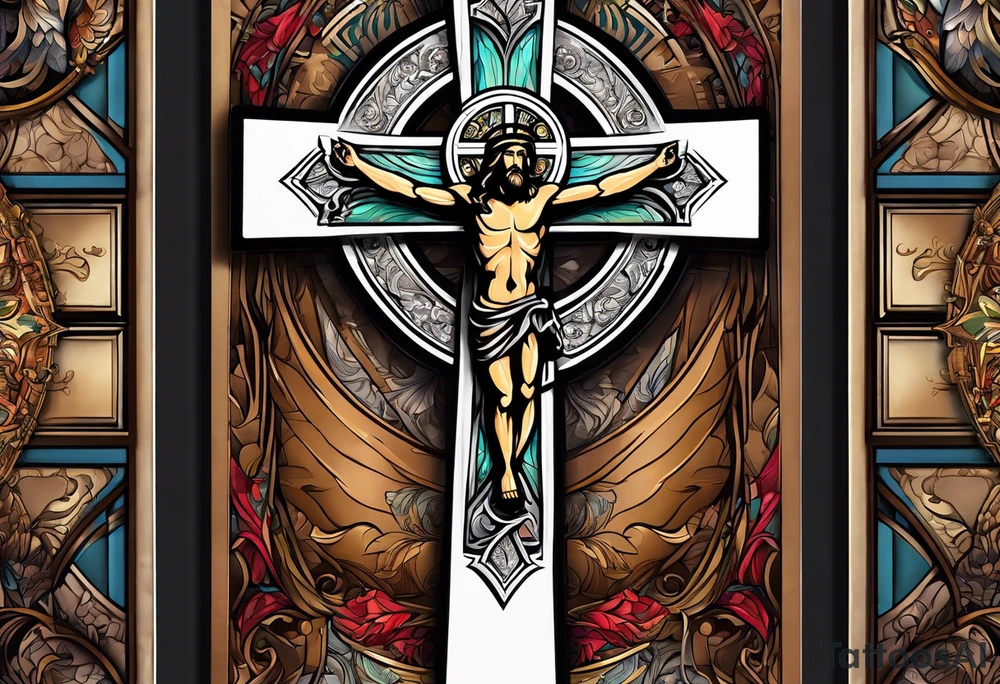 wooden cross of Christ tattoo idea