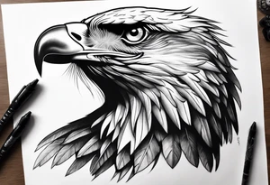 Hyper realistic black and white eagle chest tattoo tattoo idea