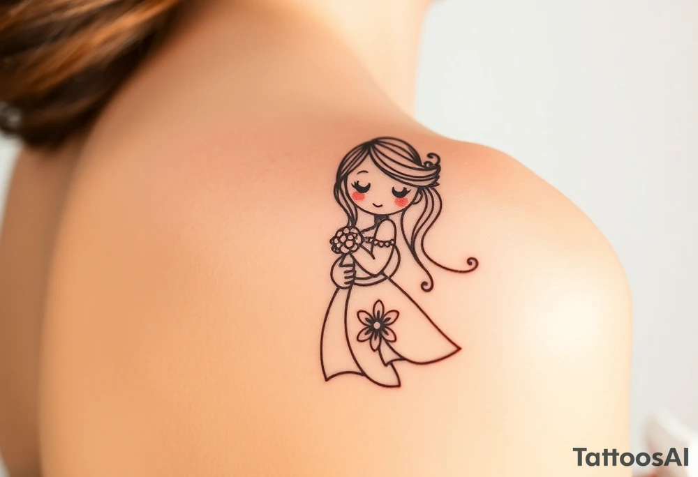 A softly shaded vintage-style illustration of a bride and groom, with sepia tones for an old-world charm tattoo idea