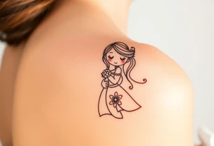 A softly shaded vintage-style illustration of a bride and groom, with sepia tones for an old-world charm tattoo idea