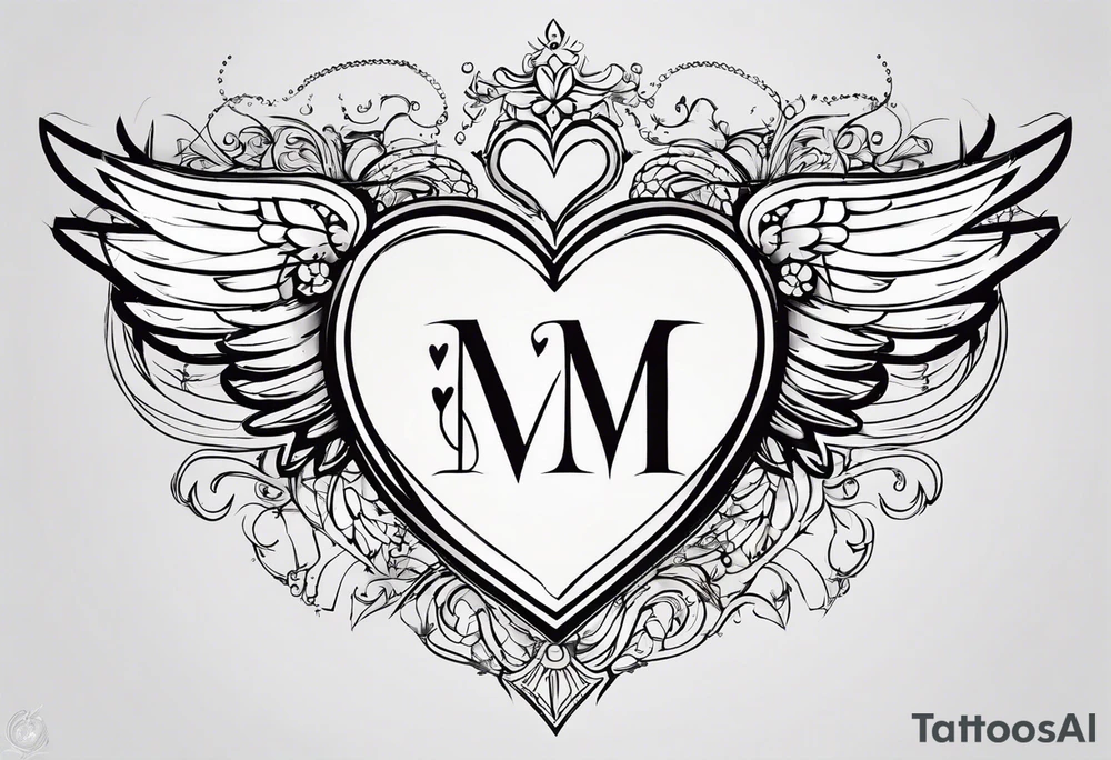 An interupted thin single line for the under arm, with symbols in the best fitting order for (1) the number 22, (2) a heart in forms of initials M and S, (3) angel wings and (4) the + symbol. All in the right order and proportion. tattoo idea