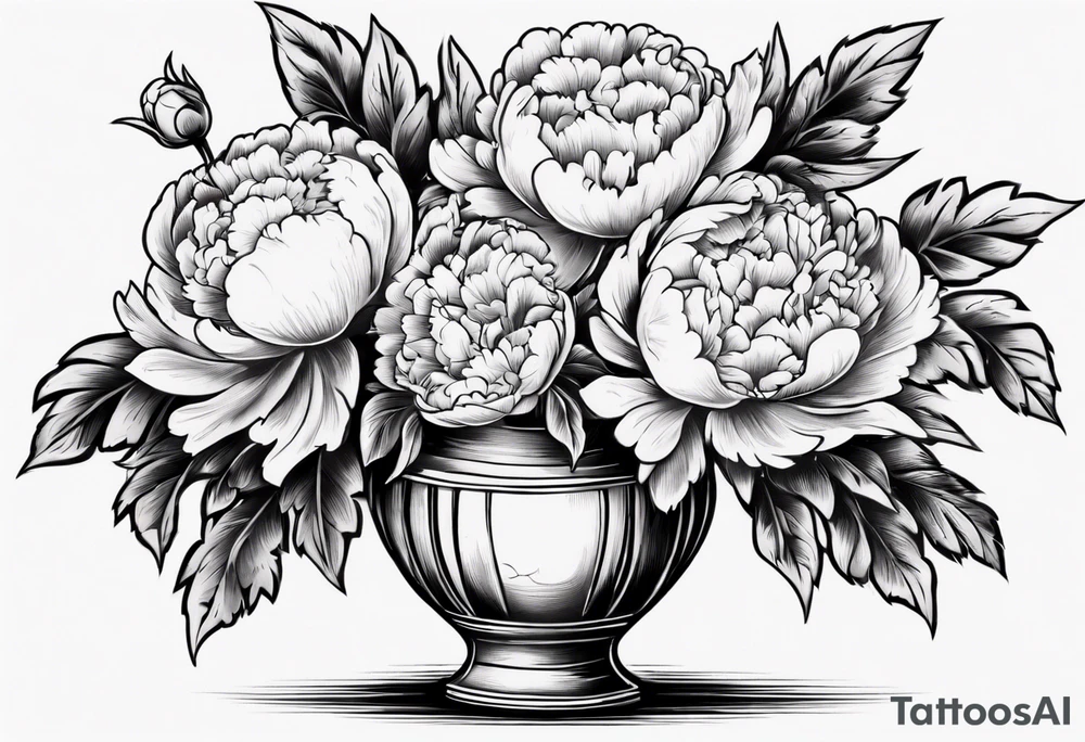 Old school vase with peonies in it tattoo idea