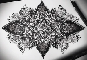 Ornamental tattoo with nature on the back tattoo idea