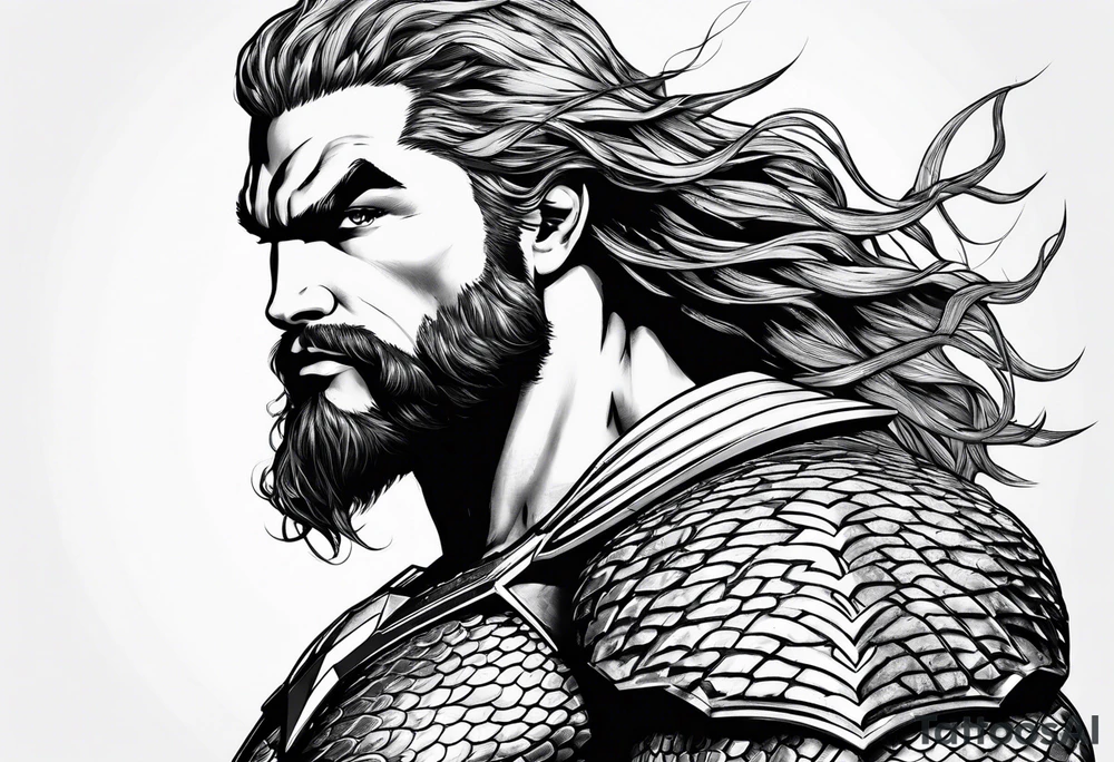 aquaman superhero with trident tattoo idea