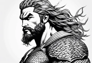 aquaman superhero with trident tattoo idea
