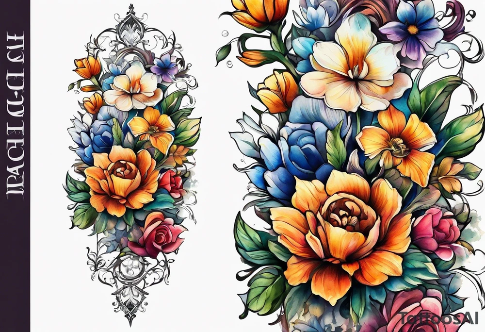 Flowers around a cross tattoo idea