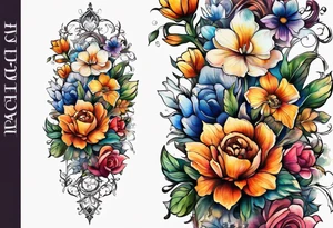 Flowers around a cross tattoo idea