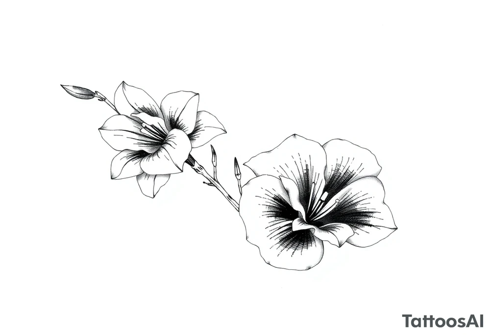 Gladiolus and naricuss flowers on forearm tattoo idea