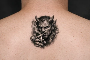 Devil smoking meth pipe tattoo idea