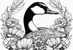 angry canadian goose with flowers side tattoo idea