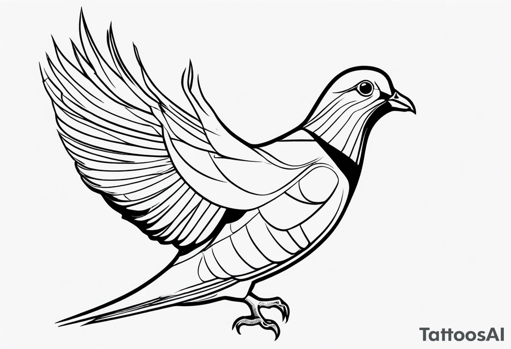 black line pigeon tattoo idea