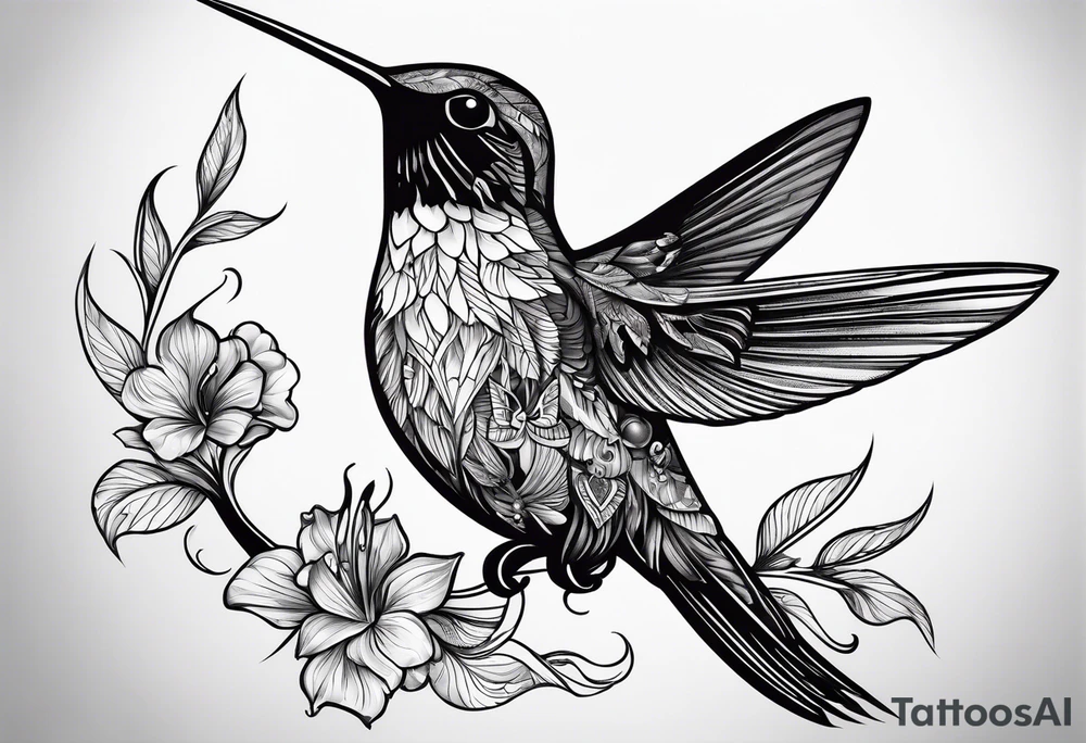 Black hummingbird tattoo for traveler tattoo idea