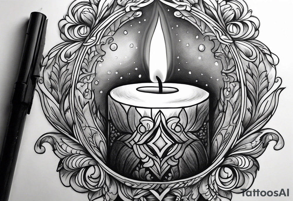 Candle alone in the darkness, a glimmer of hope. tattoo idea