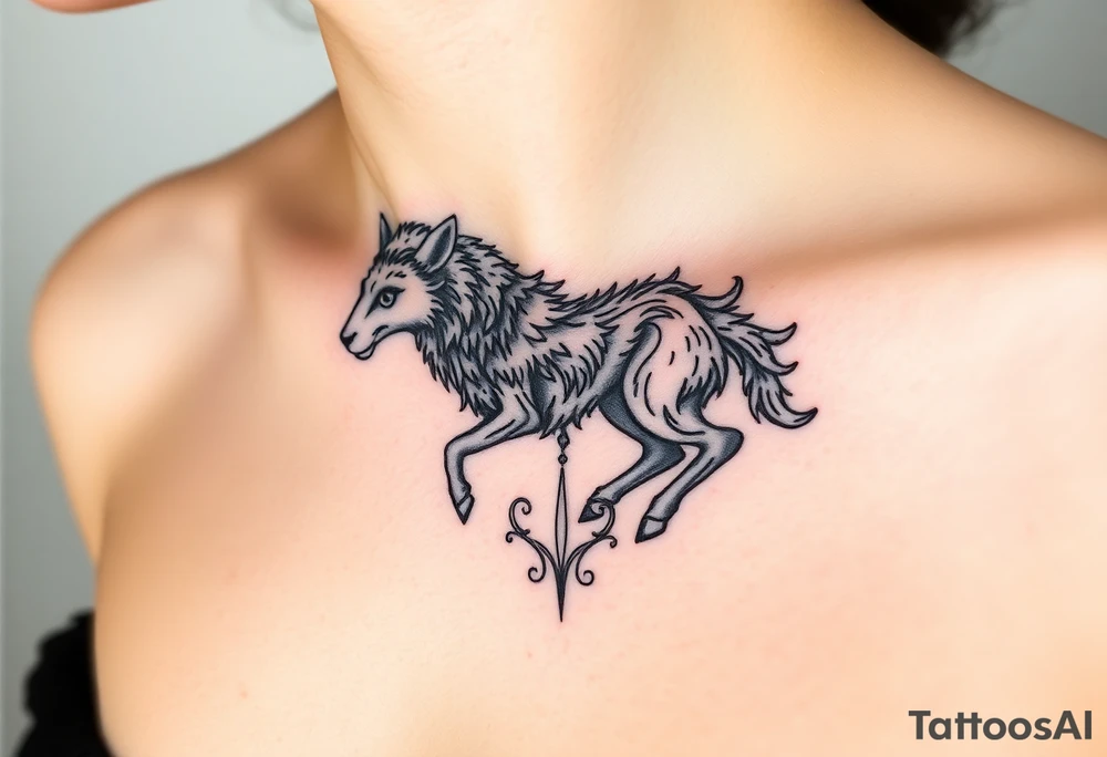 A  sheepwolf growlingas a mystical creature tattoo idea