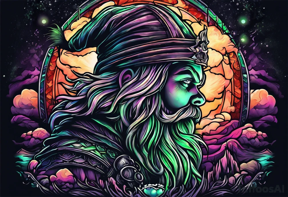 Northern lights with Pennywise tattoo idea