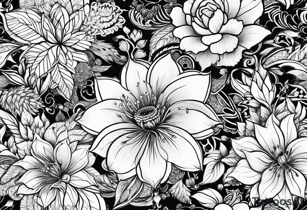 pattern flowers lace tattoo idea