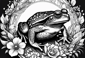 Toad hdimg flowers to go on a date tattoo idea