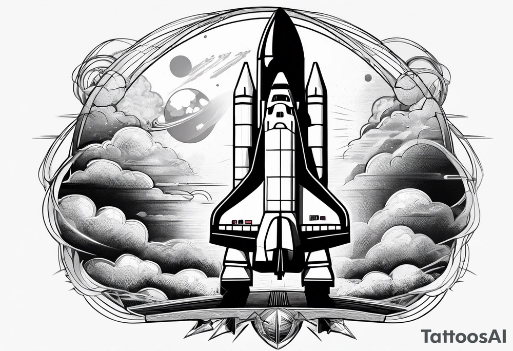 space shuttle launching to space tattoo idea