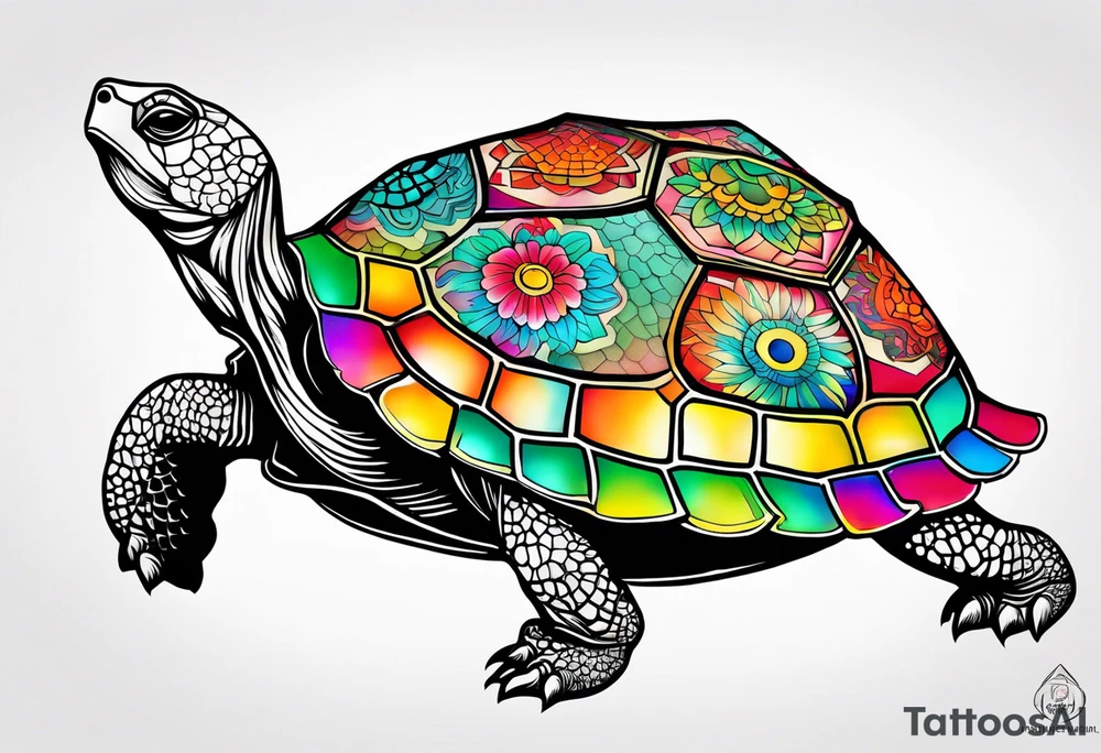 Colourful tortoise tattoo idea