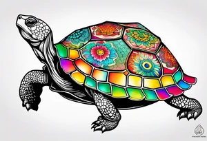 Colourful tortoise tattoo idea