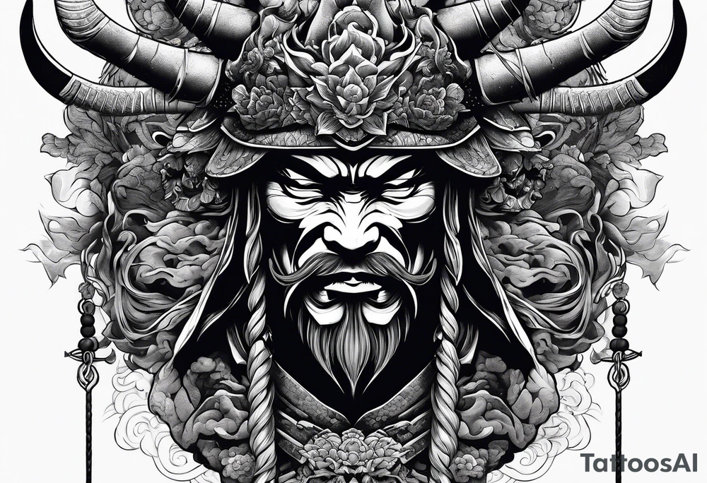 samurai beheading demon tattoo idea