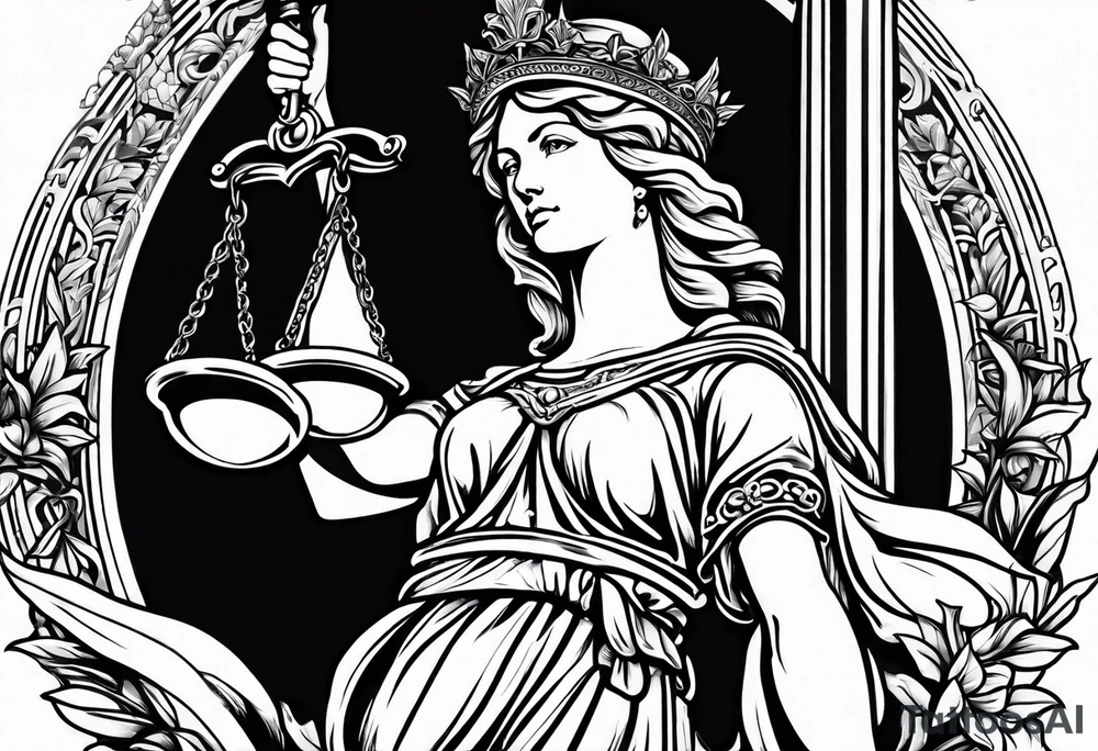 renaissance feel lady justice tattoo idea
