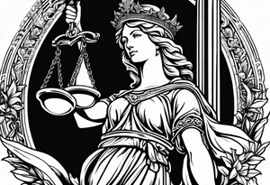 renaissance feel lady justice tattoo idea
