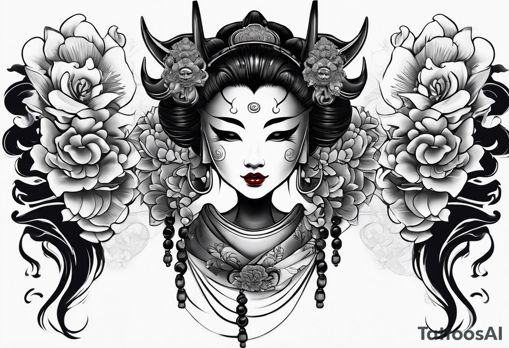 geisha  oni  mask tattoo idea