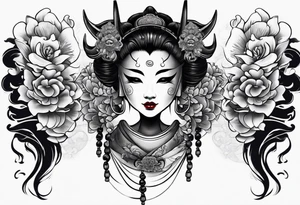 geisha  oni  mask tattoo idea