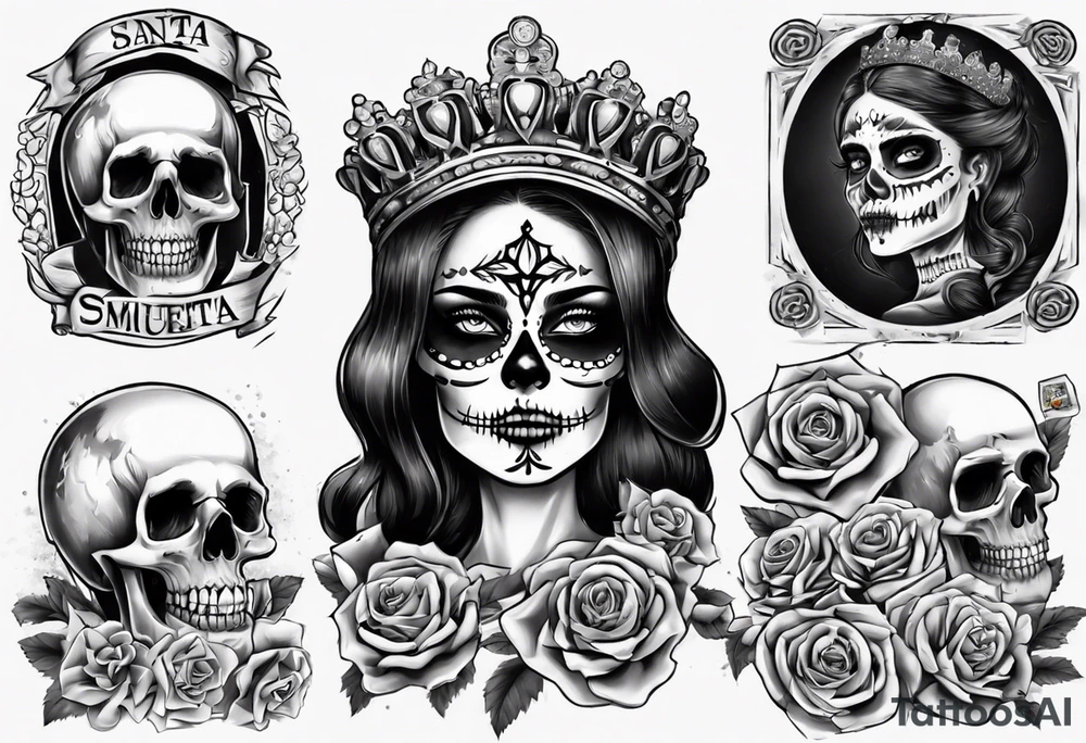 santa la muerta with money and crown
on the card tattoo idea