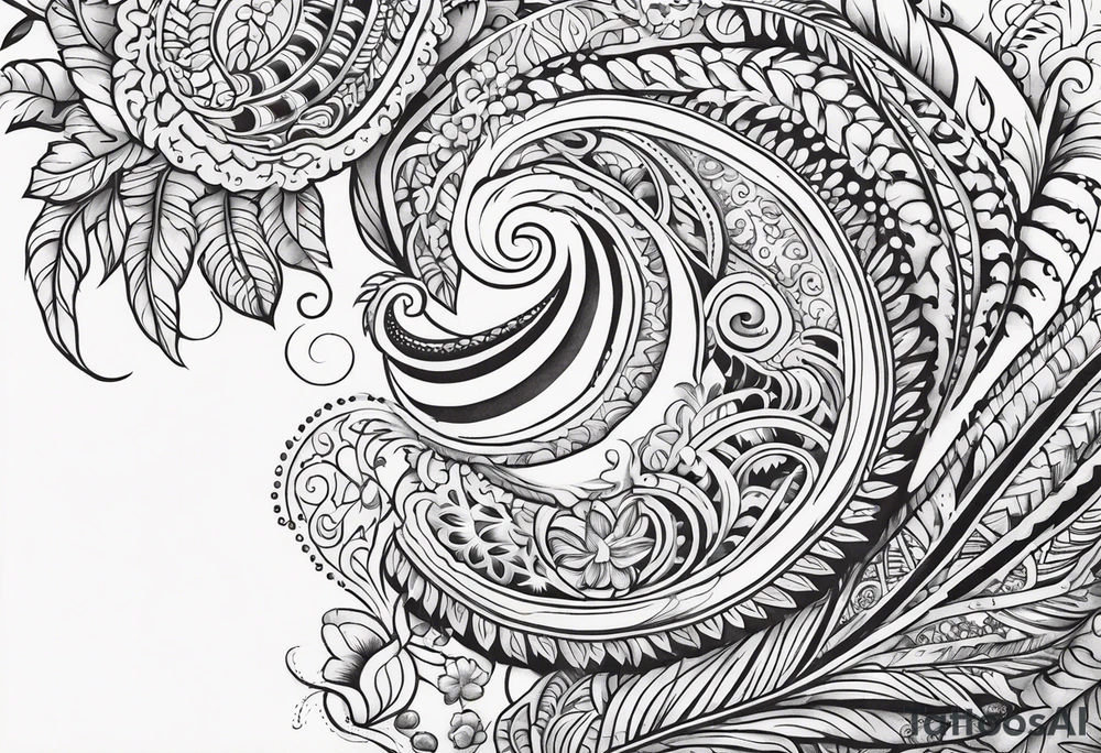 Hawaiian islands paisley tattoo idea