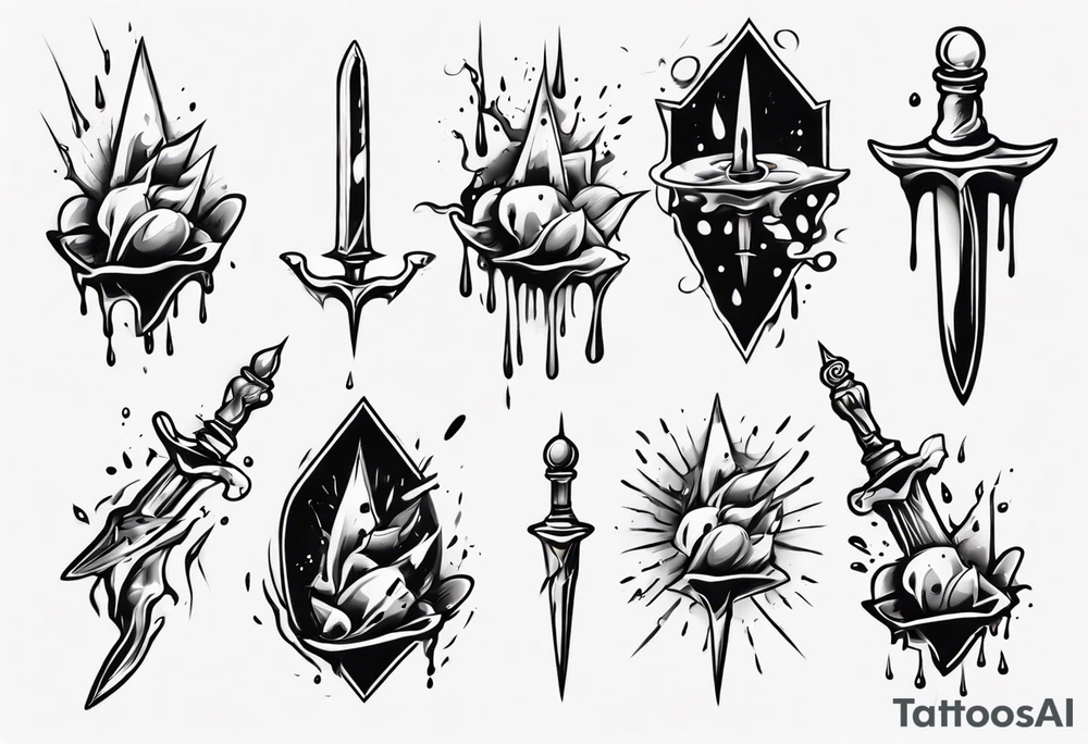 Dagger falling in a puddle tattoo idea