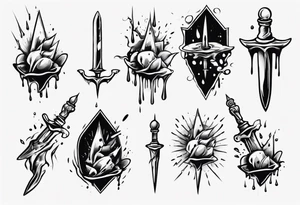 Dagger falling in a puddle tattoo idea