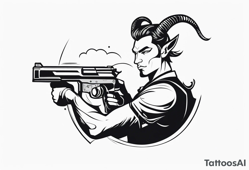 capricorn man with gun tattoo idea
