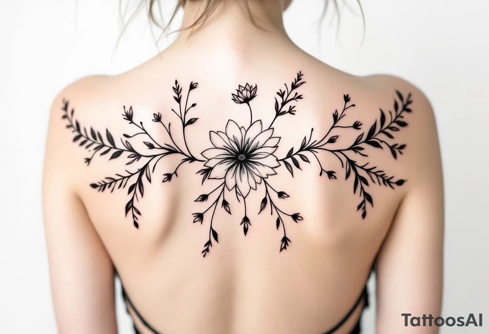 something very sexy but beautiful covers the whole back tattoo idea