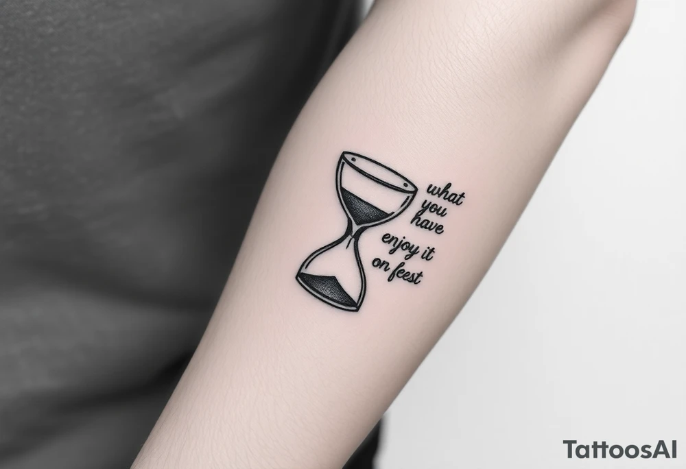 live with what you have and enjoy it to the fullest, hourglass tattoo idea