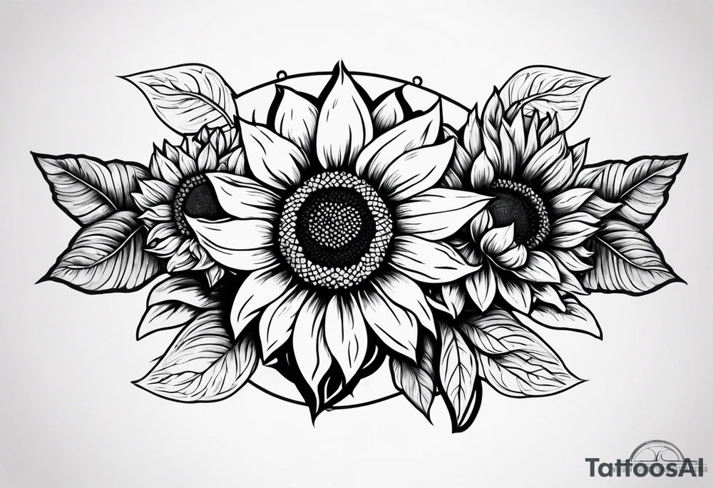 band tattoo with two sunflowers on it tattoo idea