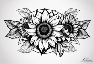 band tattoo with two sunflowers on it tattoo idea
