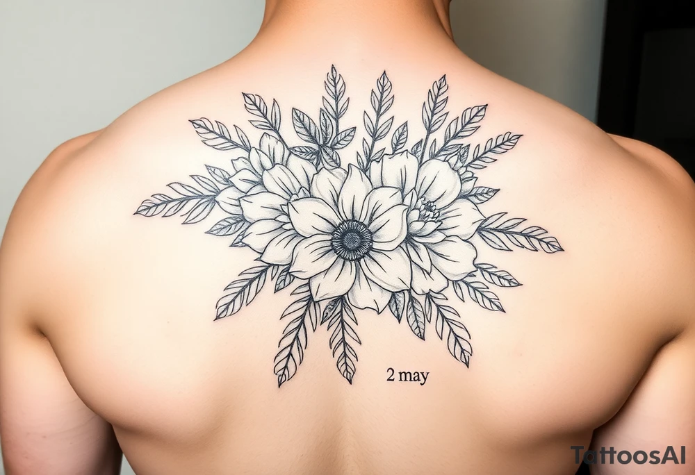 September and 2 may birth flower bouquet tattoo idea