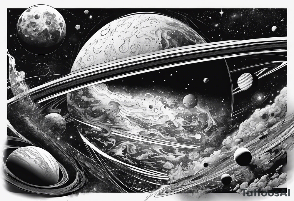 Space theme name drew tattoo idea