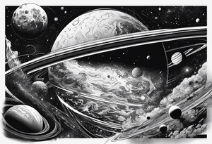 Space theme name drew tattoo idea