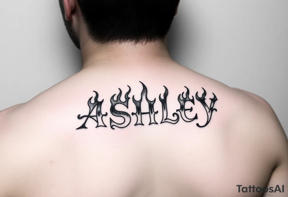 Name
Tattoo: ASHLEY in flames with water tattoo idea