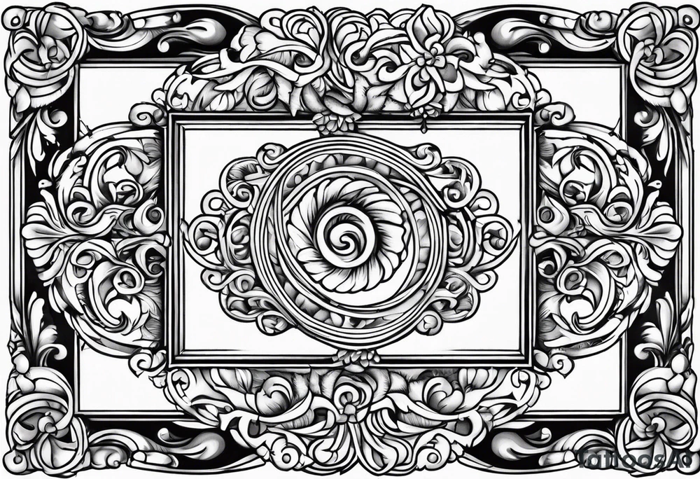 jacobean swirl frame vignette tattoo idea