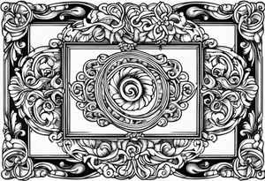 jacobean swirl frame vignette tattoo idea