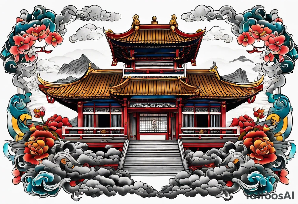 Temple with a foo dog tattoo idea