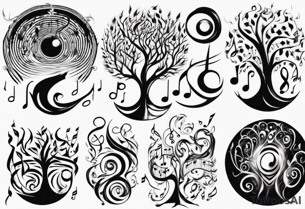 music speaker note tree stave tattoo idea