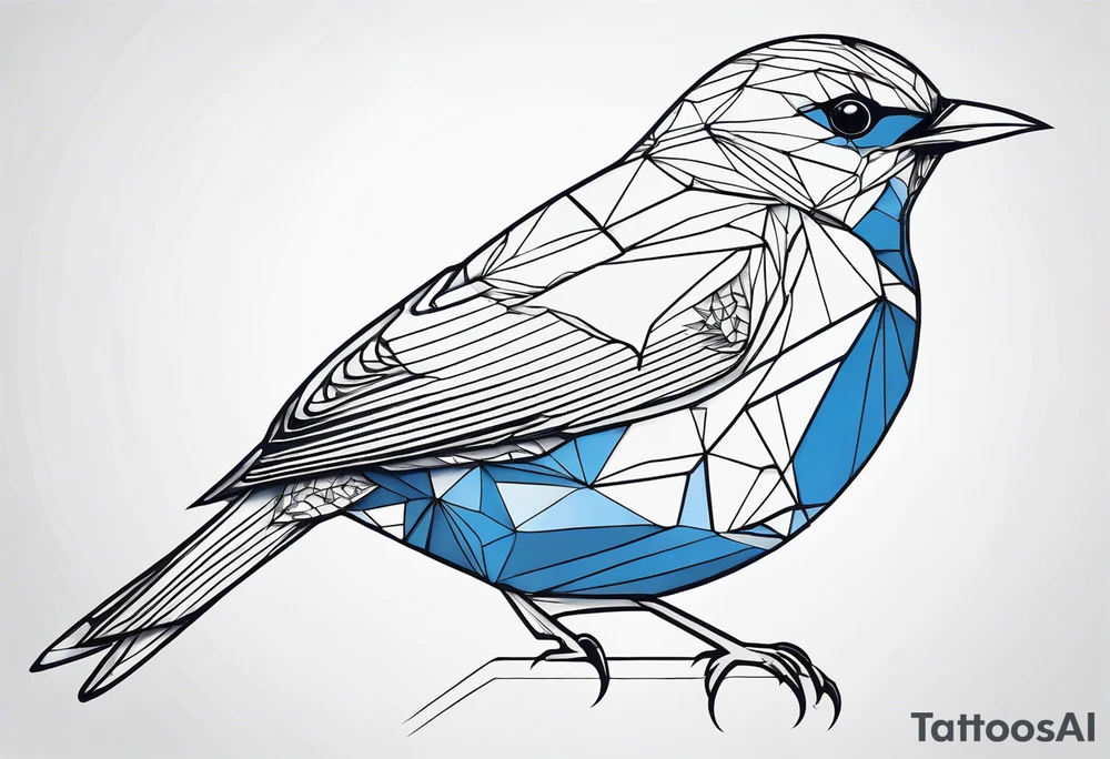 Geometric Black and white blue bird outline with no color tattoo idea