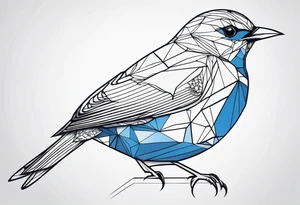 Geometric Black and white blue bird outline with no color tattoo idea