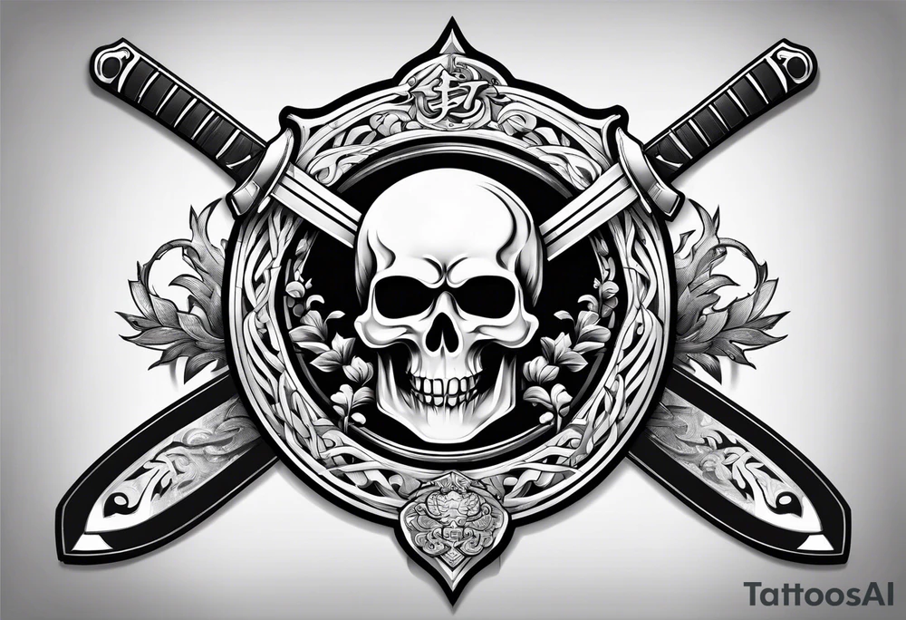 Family crest cool looking with katana tattoo idea
